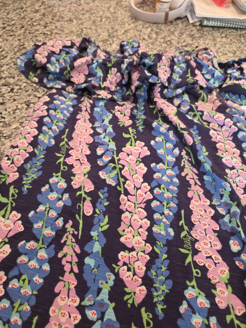Lilly Pulitzer Navy Floral Off-Shoulder Top and Bottom